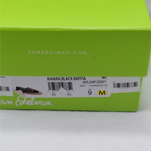 Sam Edelman Womens Espadrille Flats Size 9 Black Raffia Mesh Logo Slip On Shoes - Picture 6 of 15